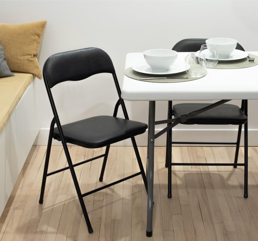 Black Padded Vinyl Folding Chair