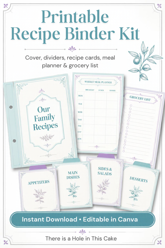 Editable Recipe Binder Template Kit | Printable Recipe Cards & Grocery List