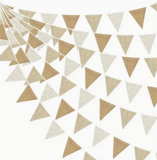 Jute Burlap Multicolor Pennant Banner – 141.73″ (Boho Décor)