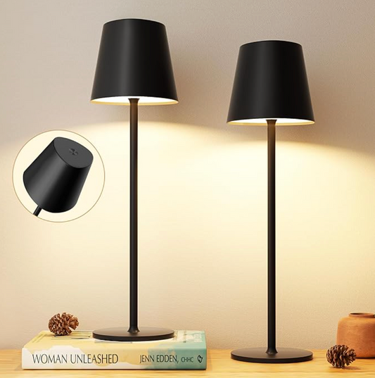 Black Cordless Table Lamp (set of 2)