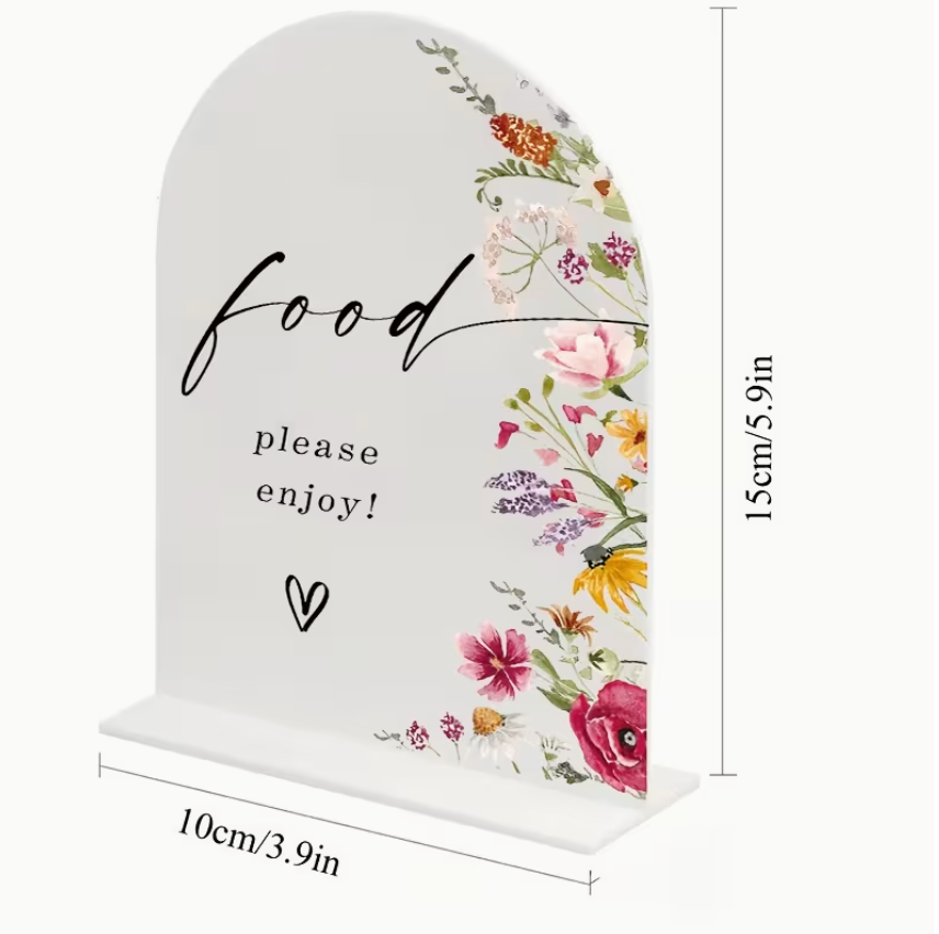 Wildflower Acrylic "Food" Sign